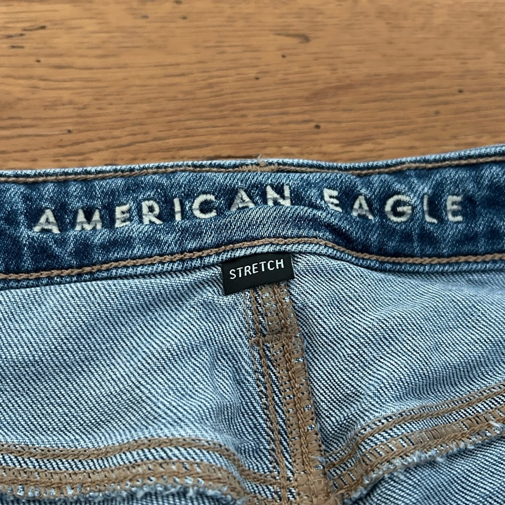 American Eagle Mom Ripped Straight Jeans Blue Size 16 - Picture 14 of 15